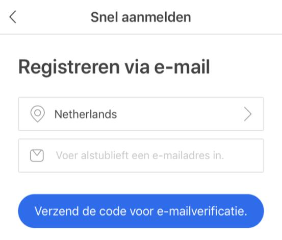 wordt een verificatiecode verzonden naar dit e-mailadres. Check eventueel Spam box.