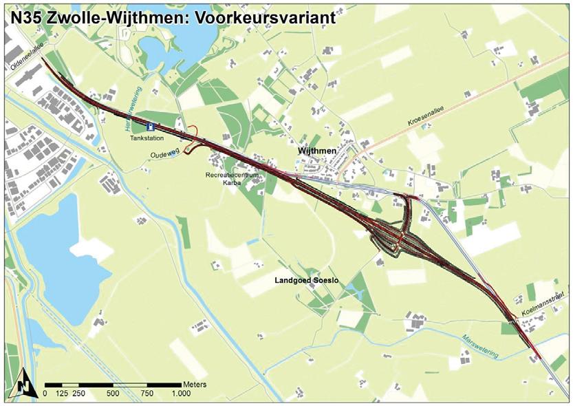 Figuur 1 Tracé voorkeursvariant N35