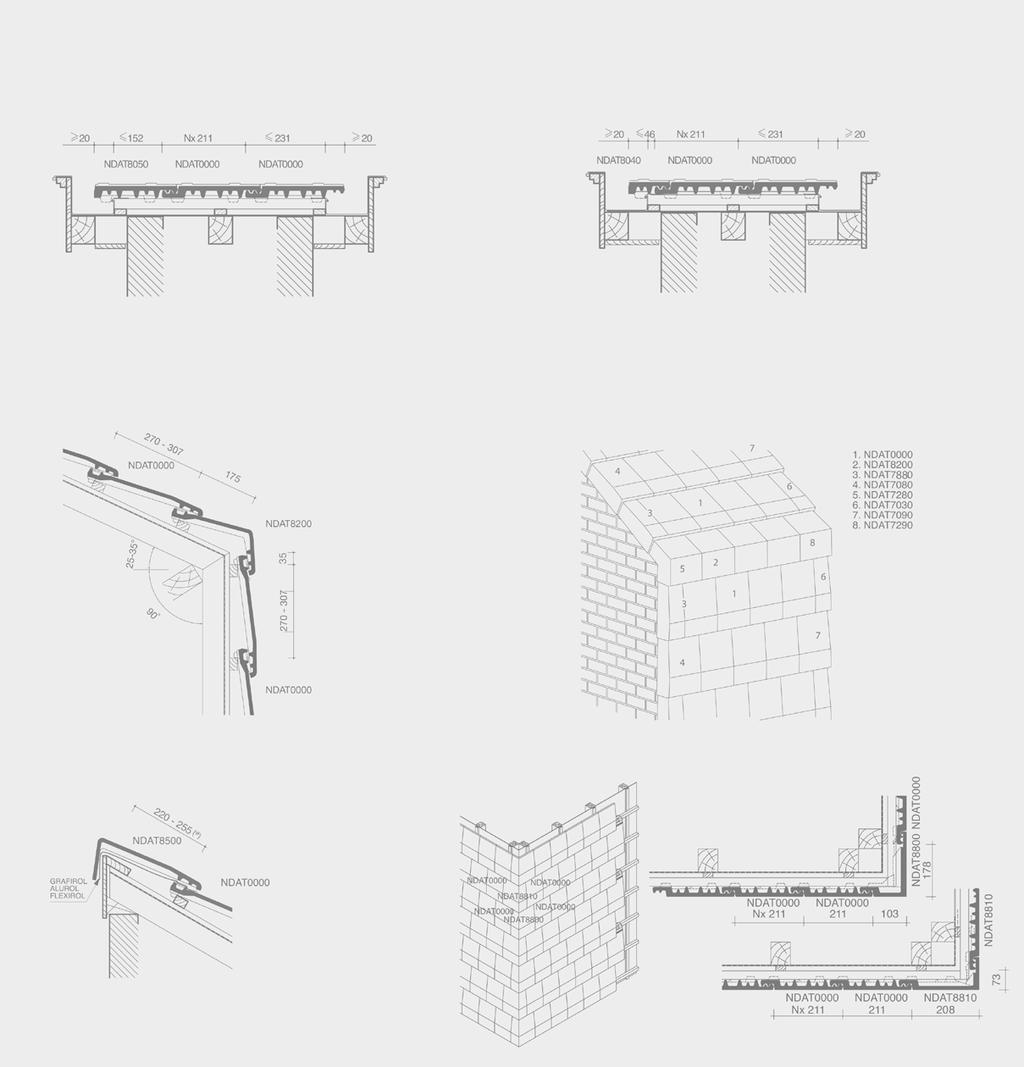 Datura Dwarsdoorsnede dak ter hoogte van pan zonder zijsluiting Dwarsdoorsnede dak ter hoogte van halve pan zonder zijsluiting NDAT8045 Lengtedoorsnede dak ter hoogte van knikpan 3D tekening met