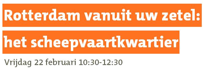 Activiteiten - Delfshaven Kunt u niet of niet meer deelnemen aan wandelingen door Rotterdam? In de maandelijkse bijeenkomsten van Gilde 'wandelt' u mee op uw stoel in vestiging Delfshaven.