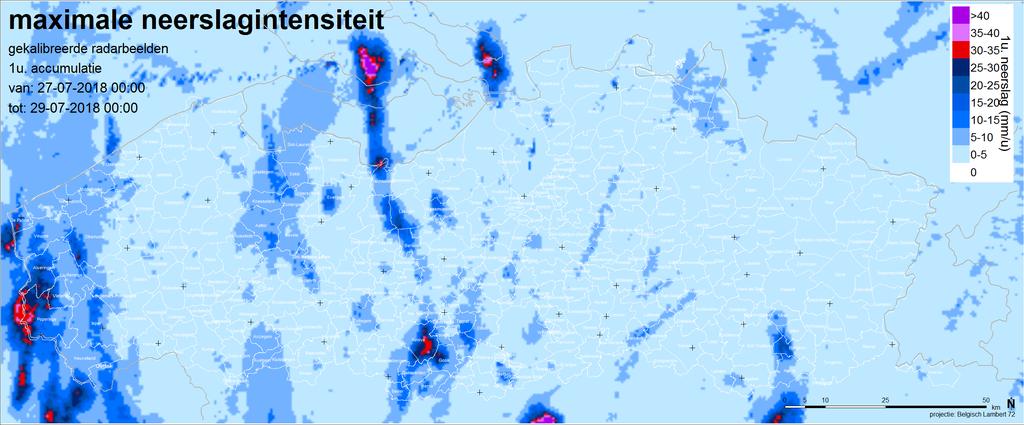 figuur 4: Maximale gemeten neerslag