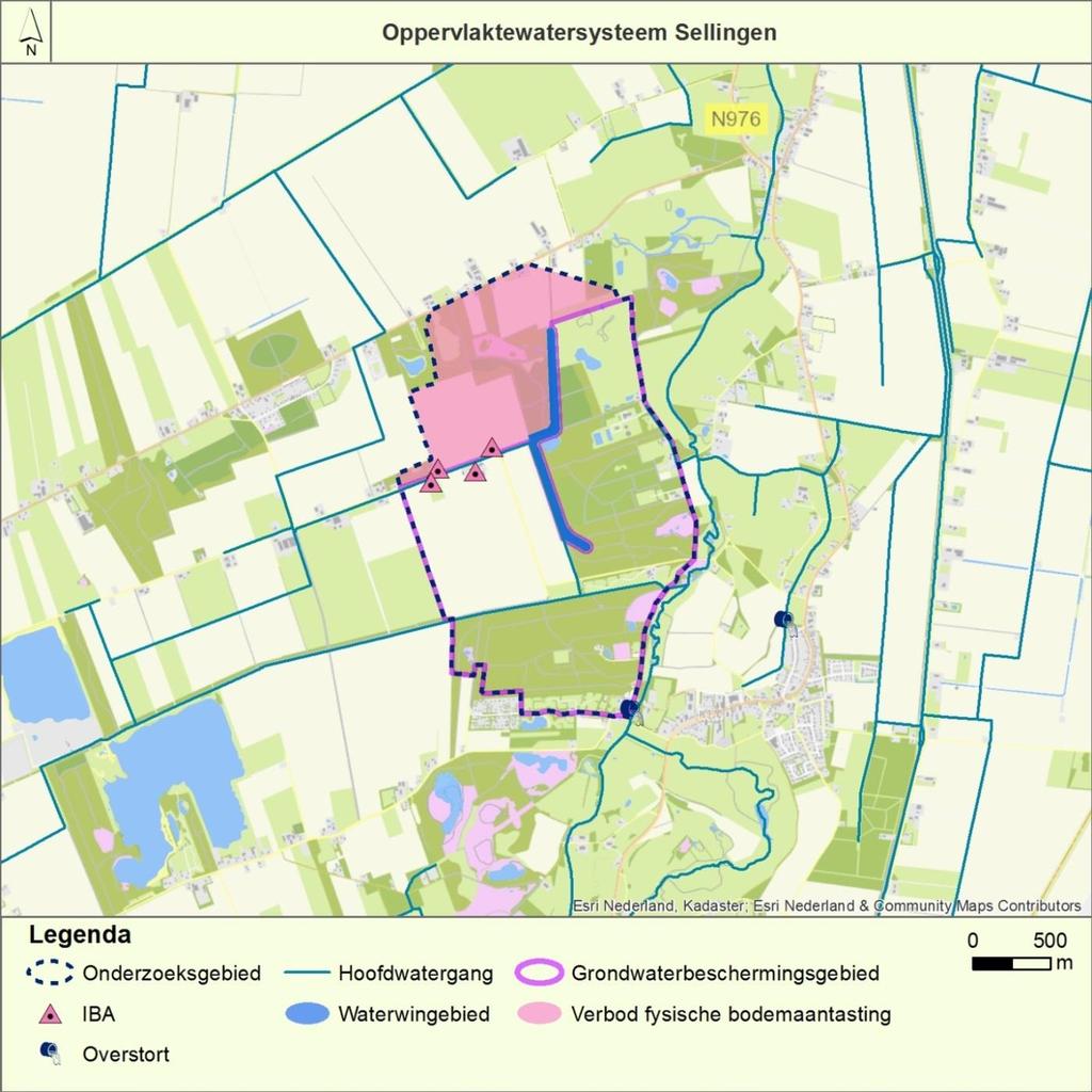 Figuur 6-4 Oppervlaktewatersysteem Sellingen Overige lijnbronnen Er bevinden zich geen buisleidingen van de Gasunie in het grondwaterbeschermingsgebied/gebied met verbod op fysische bodemaantasting