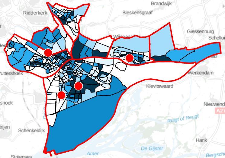 Figuur 6.11b Ziekenhuizen Legenda bron: Data-adviesbureau Tympaaan De verzorgings- en verpleeghuizen en de ziekenhuizen in de regio zijn goed bereikbaar met het openbaar vervoer.