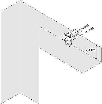 Gebruik een waterpas om te controleren of de steunen vlak en uitgelijnd zijn. Afstandblokjes (optie) Elk afstandblokje verplaatst montagesteunen ca. 1 cm van het montageoppervlak.