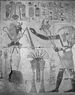 Afbeelding 2: Thot geeft de levensadem aan de Osiris geworden Sethos i.
