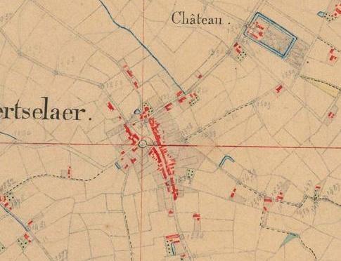 Fig. 15: het centrum van Aartselaar op het gereduceerd kadaster, Nationaal Geografisch