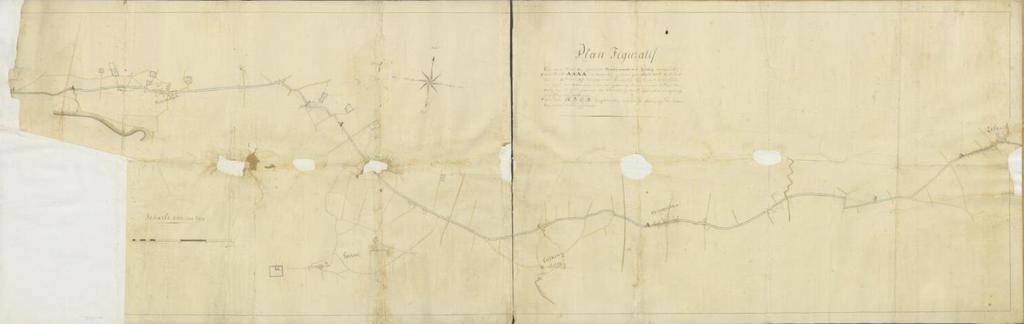 Figuratieve kaart van de ligging van de ingestorte sluis, genaamd Steene-Goot Aanmaakdatum: 1776 Figuratieve kaart van de ligging van de ingestorte sluis, genaamd Steene-Goot (bij de Schelde?