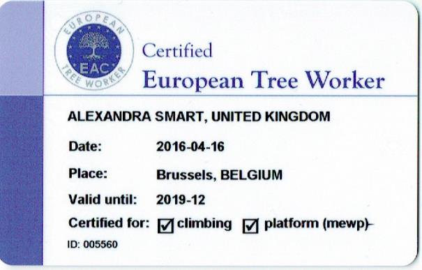 2.4 European Arboricultural Council De EAC heeft als taak de uniformiteit en kwaliteit van de examens binnen heel Europa te waarborgen.