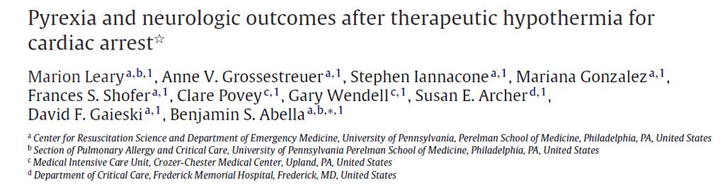 Leary et al (2013) N= 236 >38.7 C tot 37.5 C CPC score 1-2 58% 80% (p=0,04) Geen significant verschil aangetoond in overleving tot 38.