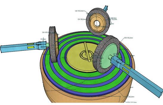 In de cilindrische proefstukhouder wordt een cilindrisch proefstuk geplaatst met een diameter van 390 ± 1 mm en een hoogte van 60 ± 2 mm. Het drukframe boven de proefstukhouder kan verticaal bewegen.