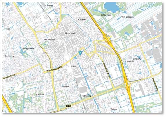 2 Het plangebied 2.1 Situering Het plangebied is gesitueerd aan de Rotterdamseweg 13 te Delft. Het ligt in de stad Delft en wordt aan alle zijden omgeven door stedelijke bebouwing.