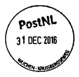 KRUISBERGSEWEG Het stempel werd in januari 2017 teruggezonden (31 DEC
