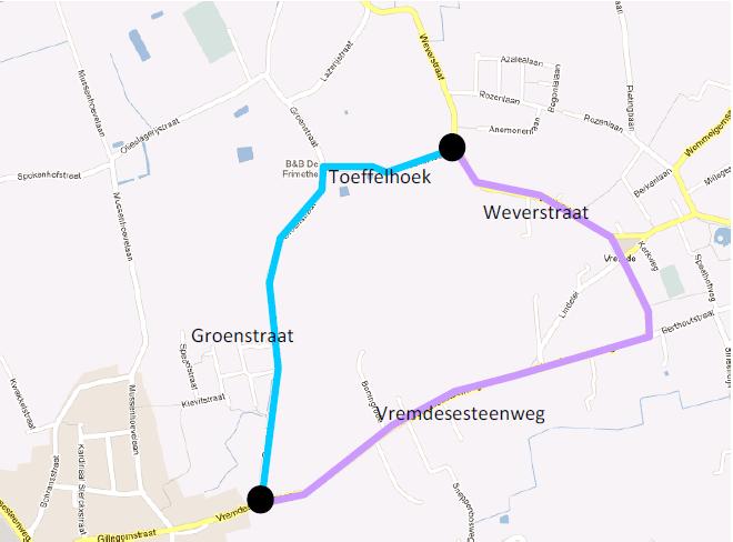 2 voornaamste sluiproutes Spokenhofstraat