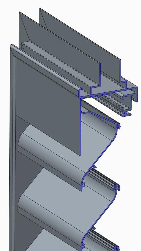 5 Montage - Stap 17: Voor L profiel 70x40x1.5 of 90x40x1.5: Monteer het L-profiel boven de bovenste lamel in het kader.