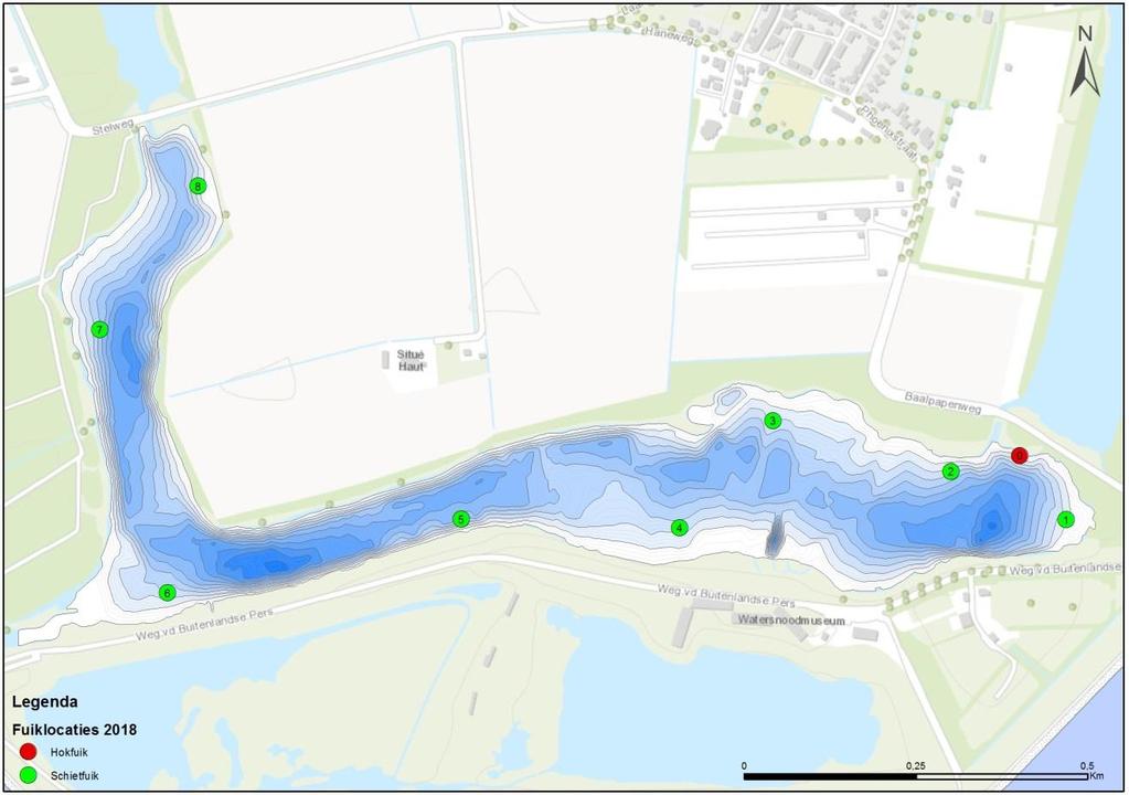 gekozen om in 2016 met twee verschillende typen fuiken te vissen en deze zo gespreid mogelijk te plaatsen in de kreek. Er zijn grote IJsselmeerfuiken geplaatst en kleinere fuiken.