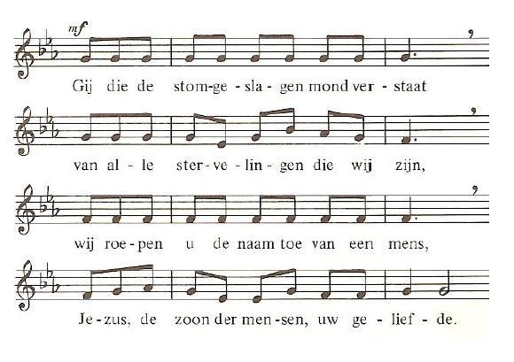 Tafellied 'Gij die de stomgeslagen mond verstaat' Tekst: Huub Oosterhuis.