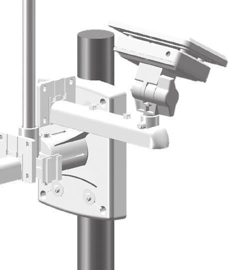 NB U kunt kabels van het zonnepaneel gemakkelijk egbergen. U kunt kabels ook strakker trekken spanners.. Bevestigt plastic basis aan bestaan paal met U-bouten, ringen en moeren.