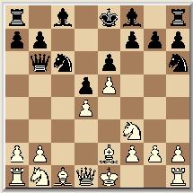 13, Pe8 Zwart kan nemen met 13, Lxh6 Na 14. Dxh6, f5 15. Pe3, fxe4 16. Lxe4, Pf5 17. Lxf5, Lxf5 staat zwart goed. 14. h4, f5 15. h5, Tf7 Minder gelukkig. Met 15, Pf6! kan wit niets bereiken met 16.