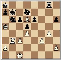Lxe1 en de rollen zijn faliekant omgedraaid!) 25. cxb6, cxb6 26. Lb5, Ld7 27. Txe8, Lxe8 28. Lxe8, Dxe8 29. Dxe8+, Pxe8 30. Lg3+ en nu staat wit er toch beter voor. 18, Lc6 19.