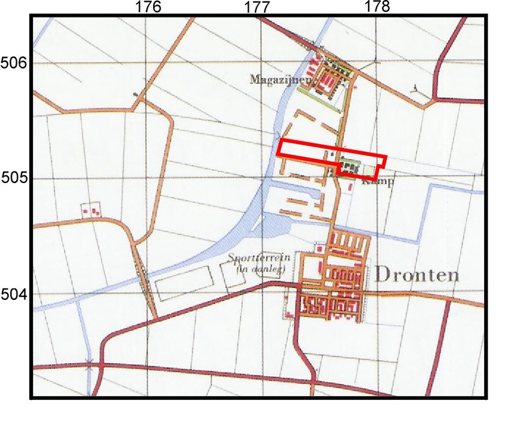 Figuur 3 toont een uitsnede uit de topografische kaart uit omstreeks 1960. Vier jaar na het droogvallen van Oostelijk Flevoland in 1956.