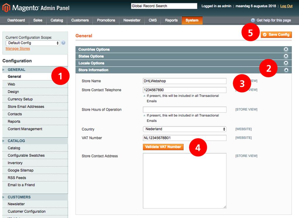 Vul uw webshop gegevens in bij General (1) mochten deze nog niet ingevuld zijn - en