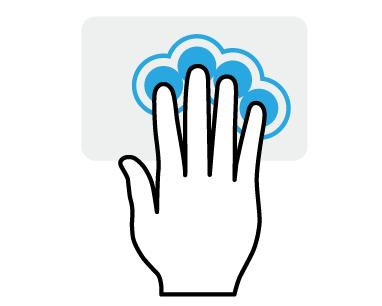 computer geen ondersteuning biedt voor Cortana). Vegen met drie vingers Veeg met drie vingers over het touchpad. Veeg omhoog om [Task View] (Taakweergave) te openen.