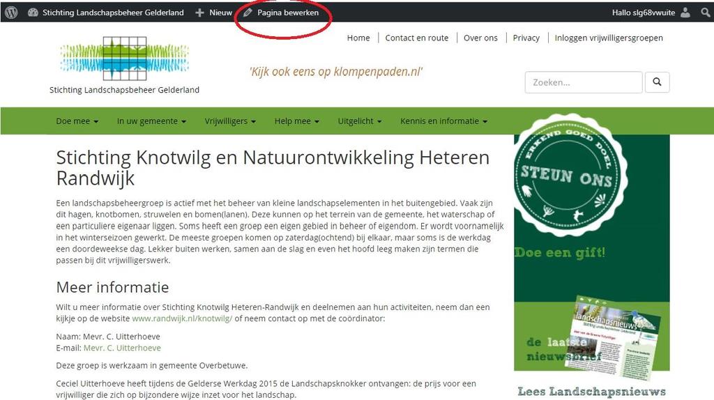 Stap 6 Ga naar pagina bewerken om naar de achterkant van de website te gaan, waar je tekst kan toevoegen. Stap 7 Je kan nu je pagina bewerken.