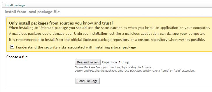 2. Installatie 1. Log in op de Umbraco backend met een gebruiker die toegang heeft tot de Developer sectie, bijvoorbeeld met het Administrator account. 2.