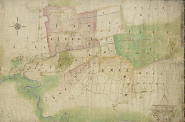 Figuratieve kaart van Lochristi, Overmere en Destelbergen Aanmaakdatum: 1583 Figurative kaert van de prochien van Loochristi,