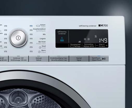 Zo zacht voor het wasgoed... Droogautomaten van Siemens. Condensor selfcleaning condenser Continue automatische reiniging voor constante energiezuinigheid.