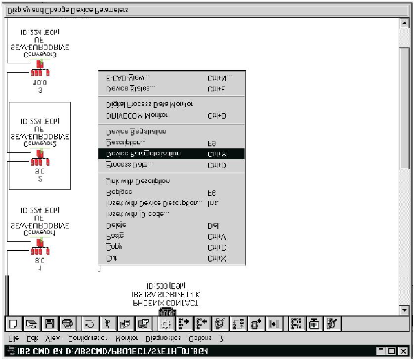 5 INTERBUS-interface PCP-verbinding testen Als u de PCP-verbinding naar de UFI wilt testen, kunt u het MONITOR-bedrijf van de CMD-tool daarvoor gebruiken.