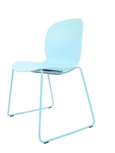 RBM 6050 - slede stoel - kuip polypropyleen - metalen onderstel - blauw - 1x wit