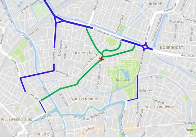 5 Hoe kunnen we ambities realiseren? Afbeelding rechtsboven: Plattegrond met de zoekrichting afsluiting ter hoogte van het Willem van Noortplein.