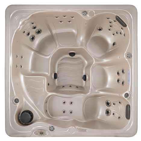 48 jets Watervalmassage 6 barrièrevrije zitposities 1 ligpositie Shiatsu AccuPressure Massage Seat BlueMAAX isolatie DuraMAAX ombouwpanelen CleanZone Luxe afdekking Gekleurde LED verlichting op de