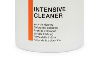 INTSIVE CLEANER Door veelvuldig gebruik van silicone-houdende producten bouwt een filmlaag zich op rond het haar, waardoor technische bewerkingen zoals een kleuring of permanent moeilijker aanpakken.