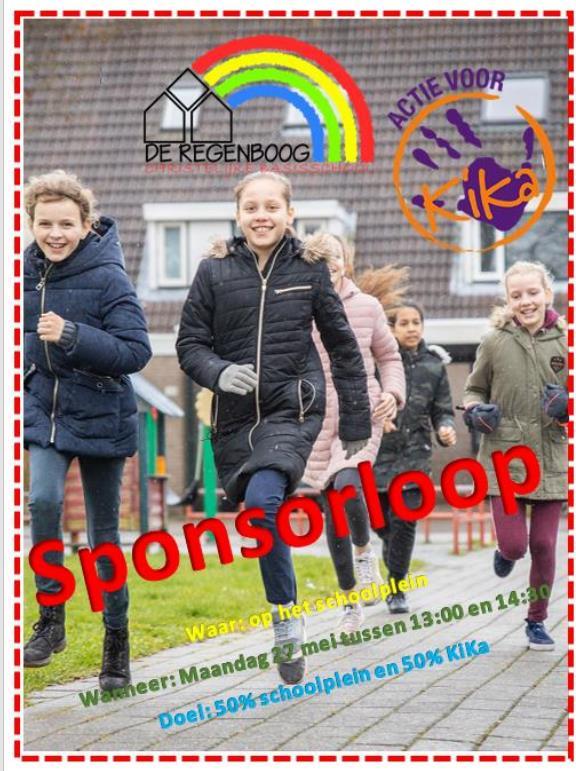 Sponsorloop Maandag 27 mei is het zover! De hele middag zal in het teken staan van de sponsorloop!