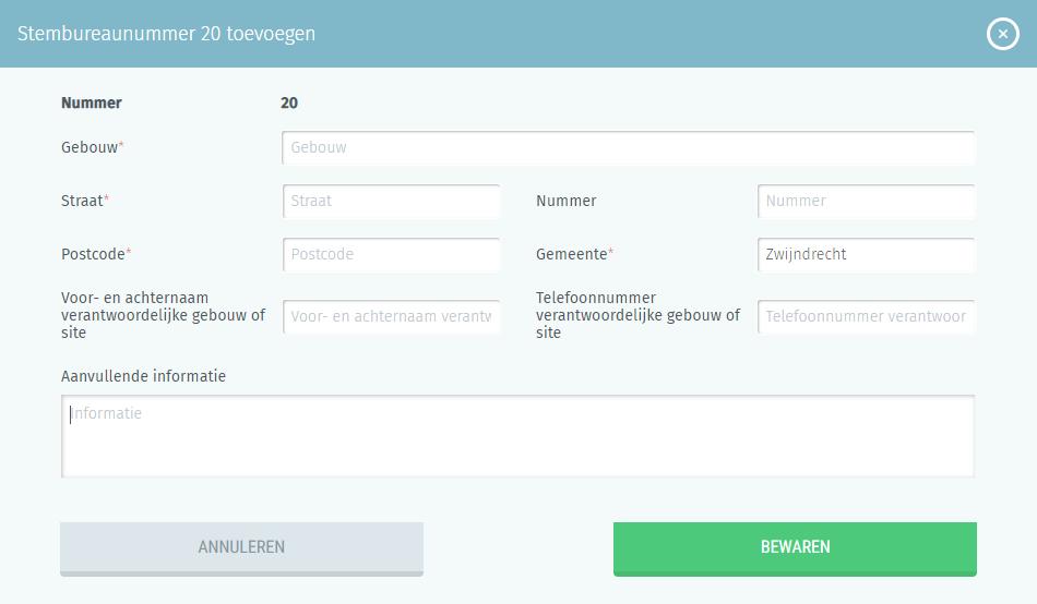 De stembureaus die ingevoerd werden ter voorbereiding van de lokale en provinciale verkiezingen van 14 oktober 2018 zullen overgenomen worden in de contactendatabank.