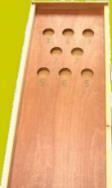 Sjoelbak met 18 houten schijven / 185x43x5 cm Schuif de houten schijven naar achter en verzamel