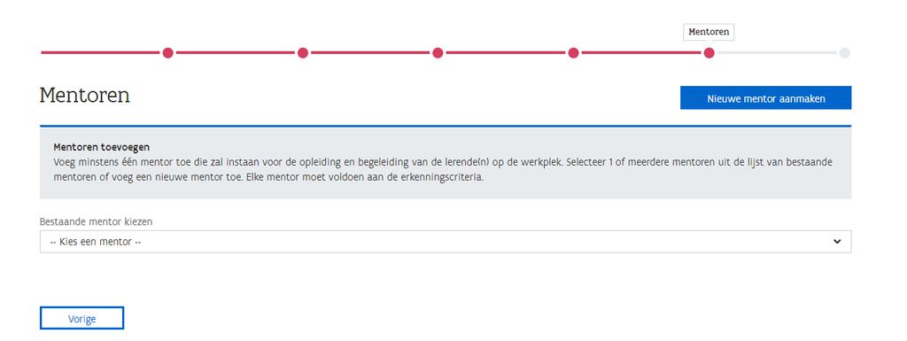 Je komt onmiddellijk terug op de pagina mentoren.