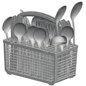If the cutlery basket is equipped with compartments, the cutlery must be placed in the compartments piece by piece.
