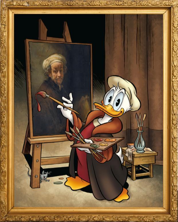 Donald Duck kunstcollectie De kunstcollectie bestaat uit een album, een puzzel, een waterfles, een verjaardagskalender, een notitieboekje, een linnentas*, een mok, een magneet** en een kaartenmapje.
