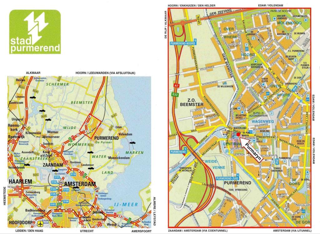 Routebeschrijving Trein: Het NS-station van Purmerend is te bereiken vanuit de richting Amsterdam en de richting Hoorn-Enkhuizen. U kunt vanaf het station lopen naar het theater (± 15 minuten).