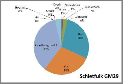 Met korf en hokfuik worden over het algemeen kleinere vissen bijgevangen dan met de