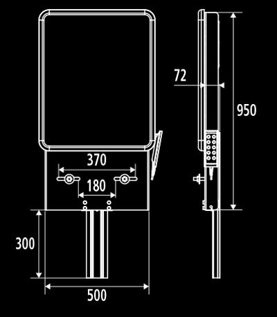 10.4 Hoofdstuk 10 In hoogte verstelbaar wastafelframe met gasveerbediening of elektrisch technische gegevens 0119 In hoogte verstelbaar wastafelframe, d.m.v. gasveerbediening over 270 mm, 980 x 500 mm, aluminium, WIT, voorzien van spiegel.