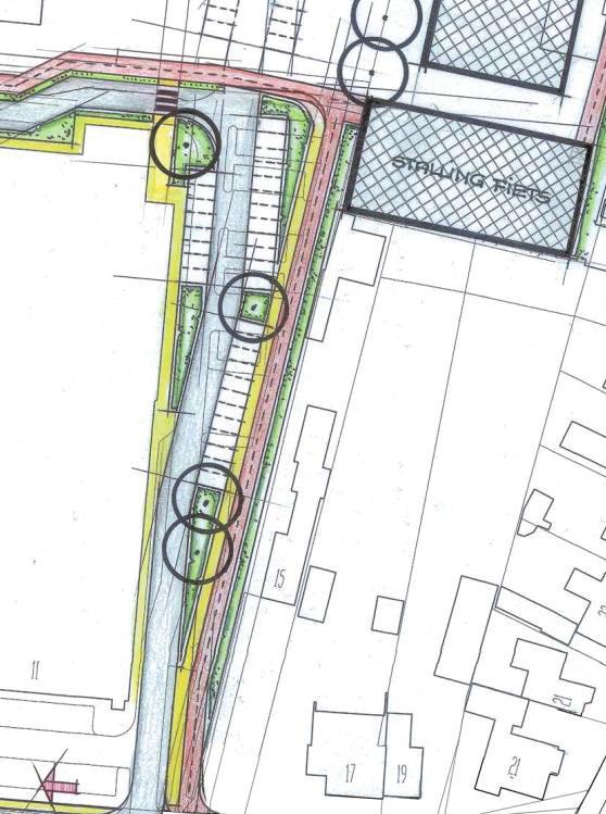 Verkeerskundige maatregelen en kosten 5.1.2 Wegvak voor de sporthal Het wegprofiel aan de voorzijde van de sporthal wordt eveneens volledig aangepast.