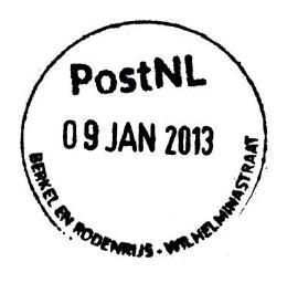Het stempel werd teruggezonden in januari 2017 (02 NOV 2011). BERKEL EN RODENRIJS - WILHELMINASTRAAT Het stempel werd in januari 2017 teruggezonden (09 JAN 2013).
