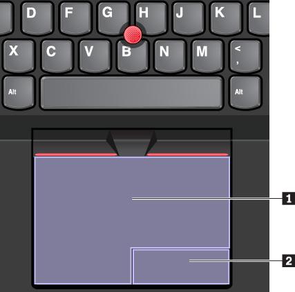 De trackpad kan worden verdeeld in twee gebieden: 1 Linksklikzone (primaire klikzone) 2 Rechtsklikzone (secundaire klikzone) Om de trackpad te gebruiken, volgt u deze instructies: Aanwijzen Veeg met