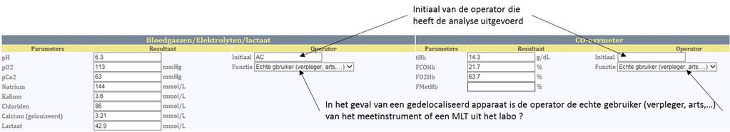 1. Selecteer aan de hand van de keuzemenu s het type meetinstrument dat wordt getest (Firma en type apparaat) en zijn locatie.