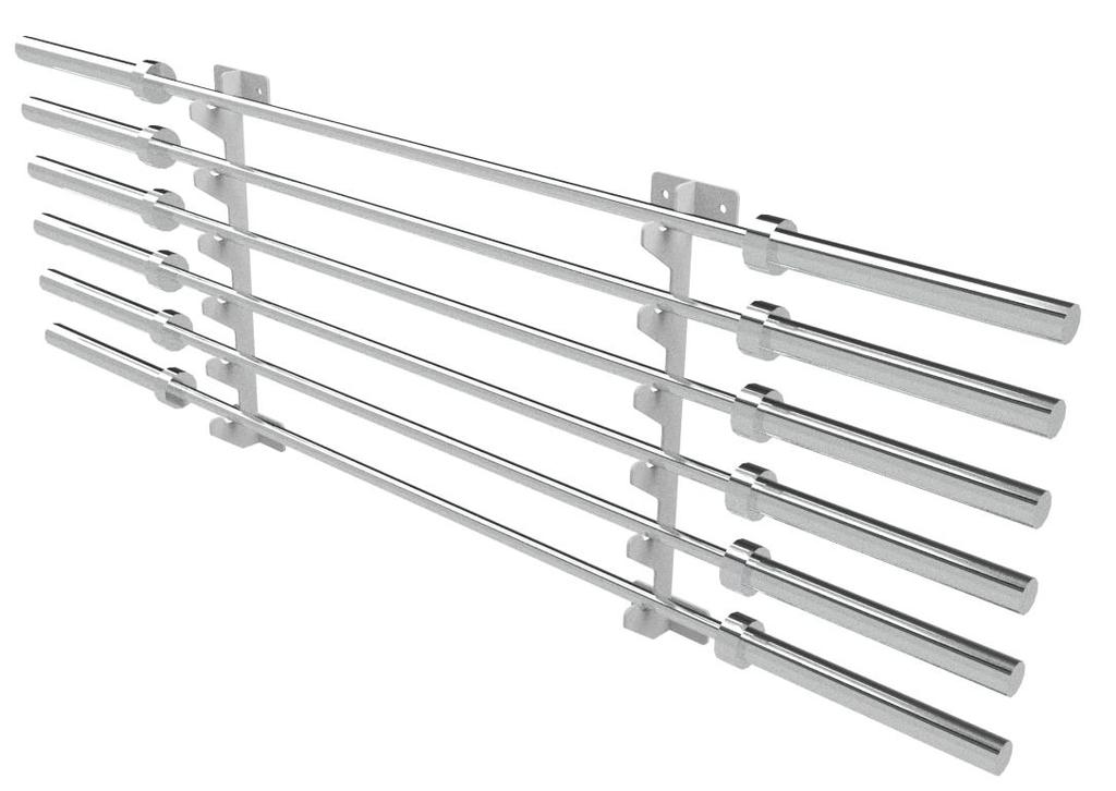 3.4 Storage 3.4.1 Barbell rack 6 barbells Het barbell rack is opslagonderdeel voor het opslag van 6 halters.