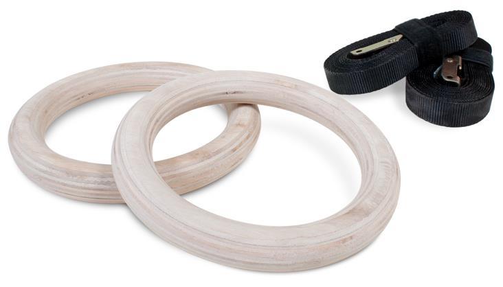 3.5 Inkoopdelen 3.5.1 Houten ringen incl. straps De ringen kunnen worden gebruikt voor ring push ups, dips of muscle ups.